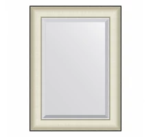 Зеркало настенное с фацетом EVOFORM в багетной раме белая кожа с хромом, 54х74 см, BY 7449