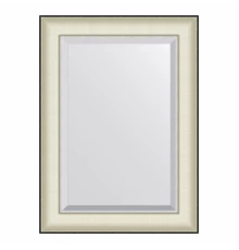 Зеркало настенное с фацетом EVOFORM в багетной раме белая кожа с хромом, 54х74 см, BY 7449