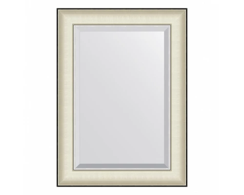 Зеркало настенное с фацетом EVOFORM в багетной раме белая кожа с хромом, 54х74 см, BY 7449