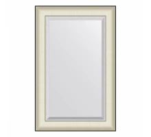 Зеркало настенное с фацетом EVOFORM в багетной раме белая кожа с хромом, 54х84 см, BY 7450