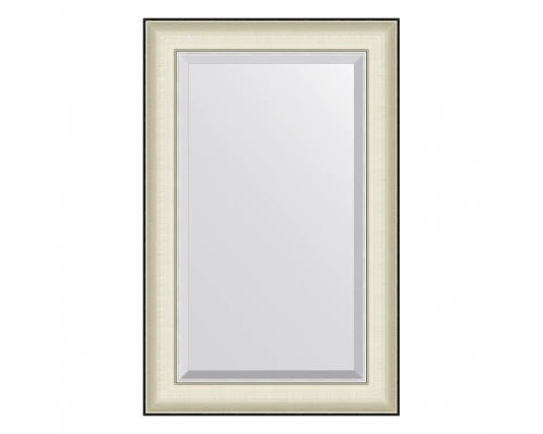 Зеркало настенное с фацетом EVOFORM в багетной раме белая кожа с хромом, 54х84 см, BY 7450