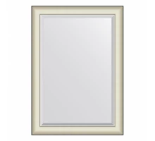 Зеркало настенное с фацетом EVOFORM в багетной раме белая кожа с хромом, 74х104 см, BY 7452