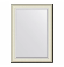 Зеркало настенное с фацетом EVOFORM в багетной раме белая кожа с хромом, 74х104 см, BY 7452