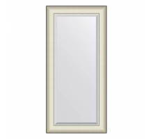 Зеркало настенное с фацетом EVOFORM в багетной раме белая кожа с хромом, 54х114 см, BY 7453