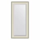 Зеркало настенное с фацетом EVOFORM в багетной раме белая кожа с хромом, 54х114 см, BY 7453