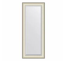 Зеркало настенное с фацетом EVOFORM в багетной раме белая кожа с хромом, 54х134 см, BY 7454