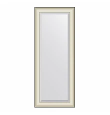 Зеркало настенное с фацетом EVOFORM в багетной раме белая кожа с хромом, 54х134 см, BY 7454