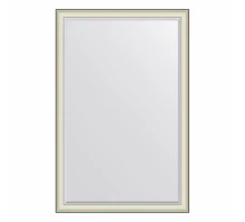 Зеркало настенное с фацетом EVOFORM в багетной раме  белая кожа с хромом, 114х174 см, BY 7458