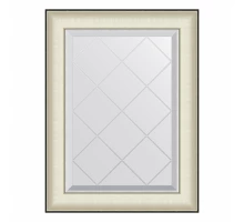 Зеркало настенное с гравировкой EVOFORM в багетной раме белая кожа с хромом, 54х72 см, BY 4565