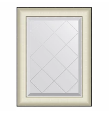 Зеркало настенное с гравировкой EVOFORM в багетной раме белая кожа с хромом, 54х72 см, BY 4565