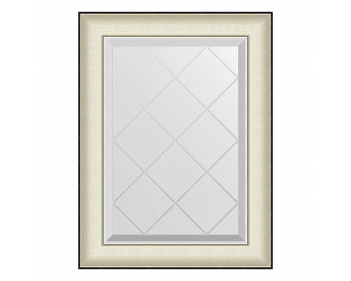 Зеркало настенное с гравировкой EVOFORM в багетной раме белая кожа с хромом, 54х72 см, BY 4565