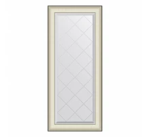 Зеркало настенное с гравировкой EVOFORM в багетной раме белая кожа с хромом, 54х124 см, BY 4566