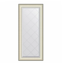 Зеркало настенное с гравировкой EVOFORM в багетной раме белая кожа с хромом, 54х124 см, BY 4566