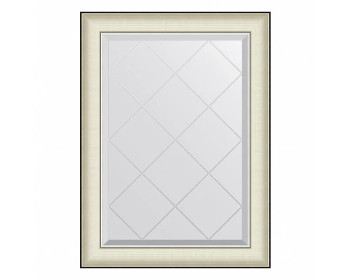 Зеркало настенное с гравировкой EVOFORM в багетной раме белая кожа с хромом, 64х87 см, BY 4567