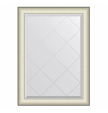 Зеркало настенное с гравировкой EVOFORM в багетной раме белая кожа с хромом, 74х102 см, BY 4569