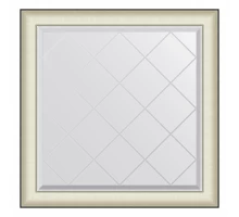 Зеркало настенное с гравировкой EVOFORM в багетной раме белая кожа с хромом, 84х84 см, BY 4572