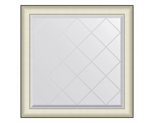 Зеркало настенное с гравировкой EVOFORM в багетной раме белая кожа с хромом, 84х84 см, BY 4572