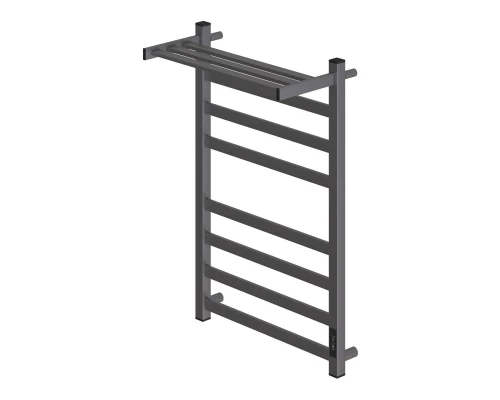 Полотенцесушитель электрический Point Меркурий PN83858PGR П7 500x800 с полкой, диммер справа, графит премиум