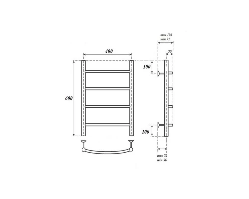 Полотенцесушитель водяной Point Афина PN04146 П4 400x600, хром