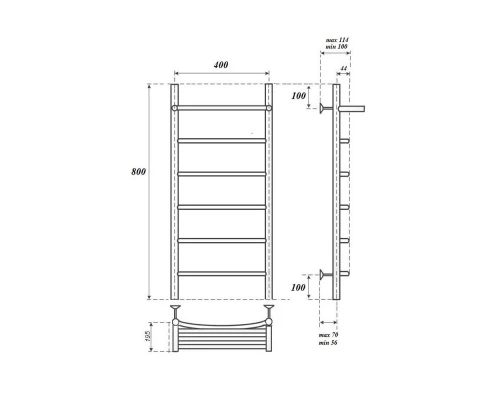 Полотенцесушитель водяной Point Афина PN04148P П5 400x800 с полкой, хром