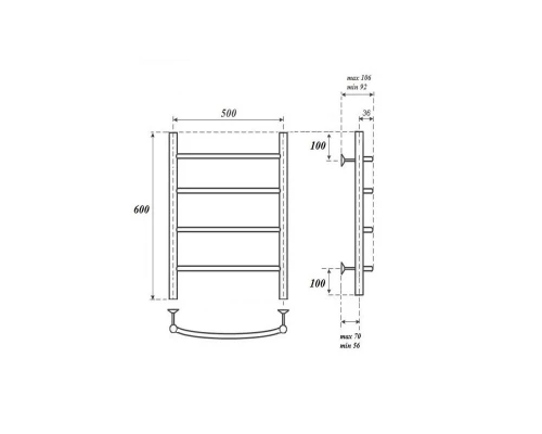 Полотенцесушитель водяной Point Афина PN04156 П4 500x600, хром