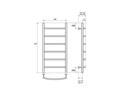 Полотенцесушитель водяной Point Афина PN04158 П6 500x800, хром