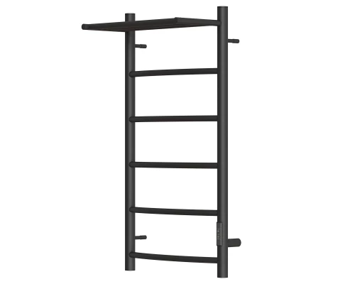 Полотенцесушитель электрический Point Афина PN04848PB П5 400x800 с полкой, диммер справа, черный