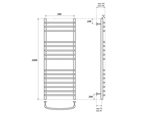 Полотенцесушитель водяной Point Альфа PN05150S П15 500x1000, хром