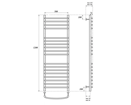 Полотенцесушитель электрический Point Альфа PN05152SE П18 500x1200 левый/правый, хром