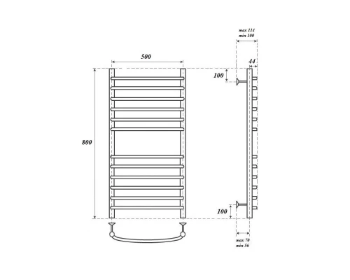 Полотенцесушитель электрический Point Альфа PN05158SE П12 500x800 левый/правый, хром