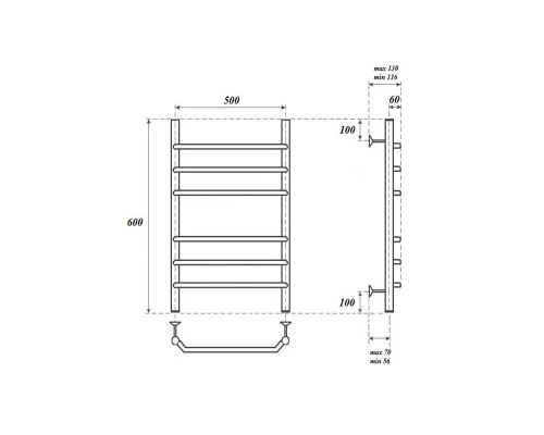 Полотенцесушитель водяной Point Венера PN07156 П6 500x600, хром