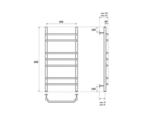 Полотенцесушитель водяной Point Венера PN07158 П7 500x800, хром