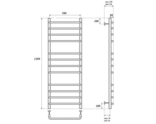 Полотенцесушитель водяной Point Нептун PN09152 П12 500x1200, хром