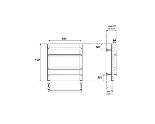 Полотенцесушитель электрический Point Нептун PN09155E П4 500x500 левый/правый, хром