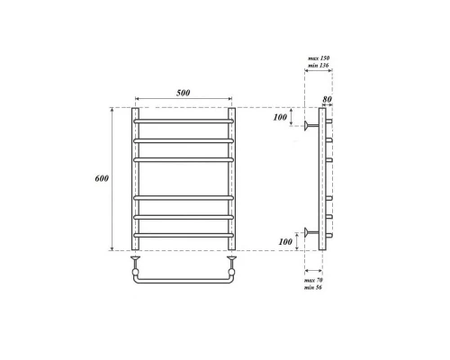 Полотенцесушитель водяной Point Нептун PN09156 П6 500x600, хром