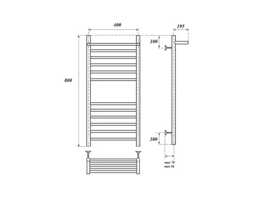 Полотенцесушитель водяной Point Аврора премиум PN10148SP П11 400x800 с полкой, хром