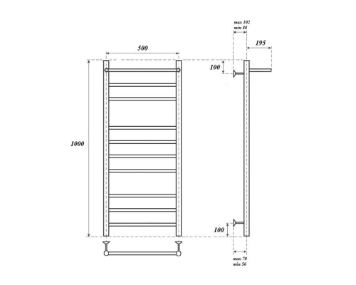 Полотенцесушитель электрический Point Аврора PN10150PE П9 500x1000 с полкой левый/правый, хром