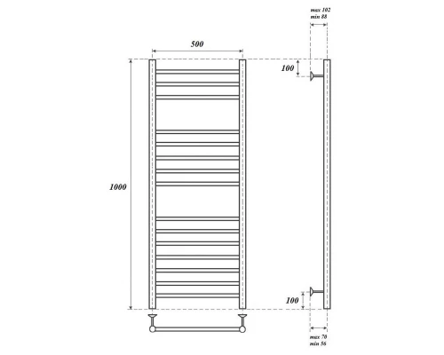 Полотенцесушитель водяной Point Аврора PN10150S П15 500x1000, хром