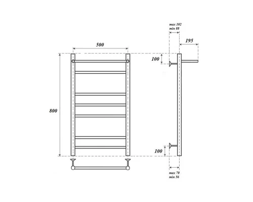 Полотенцесушитель водяной Point Аврора PN10158P П6 500x800 с полкой, хром