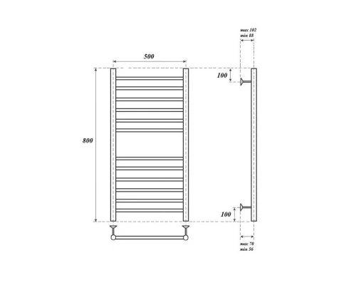 Полотенцесушитель водяной Point Аврора PN10158S П12 500x800, хром