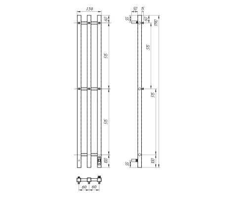 Полотенцесушитель электрический Point Гермес PN13822W П3 120x1200 диммер справа, белый