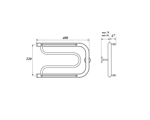 Полотенцесушитель водяной Point PN21334P 320x400 Фокстрот с полкой, хром