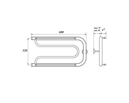 Полотенцесушитель водяной Point PN21336P 320x600 Фокстрот с полкой, хром
