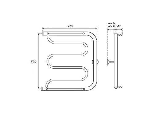 Полотенцесушитель водяной Point PN25554P 500x400 Фокстрот с полкой, хром