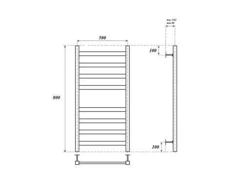 Полотенцесушитель электрический Point Меркурий PN83158E П8 500x800 левый/правый, хром