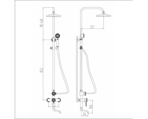 Душевая система Milacio Soria MC.102.SL, с изливом, цвет серебро