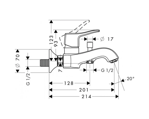 Смеситель hansgrohe Metris Classic для ванны 31478000, хром