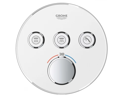 Внешняя часть термостата для ванны и душа GROHE Grohtherm SmartControl на 3 потребителя, круглая, белая луна (29904LS0)