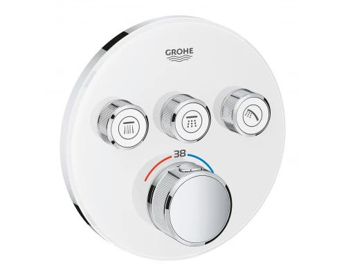 Внешняя часть термостата для ванны и душа GROHE Grohtherm SmartControl на 3 потребителя, круглая, белая луна (29904LS0)