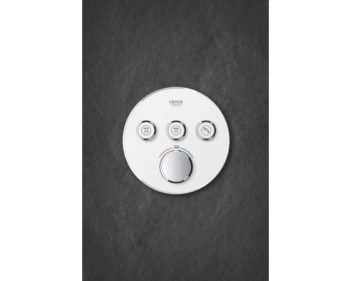 Внешняя часть термостата для ванны и душа GROHE Grohtherm SmartControl на 3 потребителя, круглая, белая луна (29904LS0)